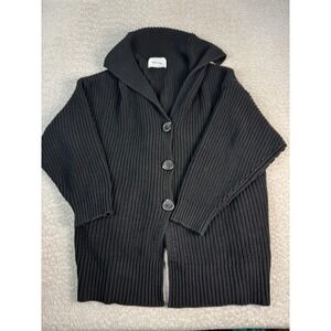 BAACAL Cardigan Sweater Womens XL Black Shawl Collar Button Front Chunky Knit